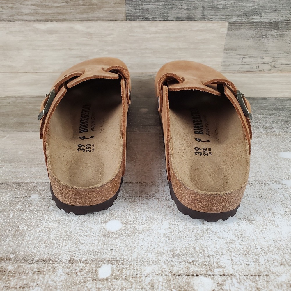 Birkenstock Boston Womens Clogs Sz 8 Narrow Cognac Casual Buckle Leather Slip-On - Picture 3 of 10